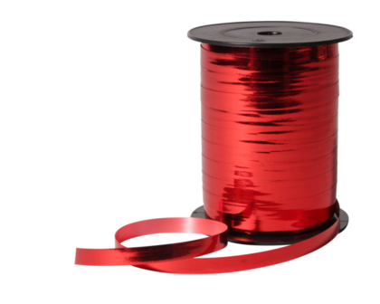 Krullint metallic rood 1 cm breed rol 250 meter