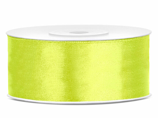 Satijn lint 25 mm neon geel