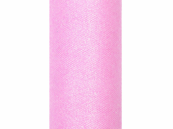 Tule lint roze glitter 15 cm breed