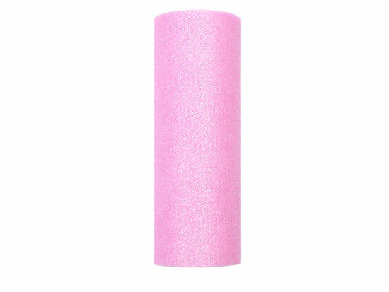Tule lint roze glitter 15 cm breed