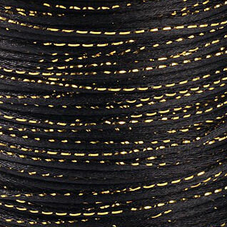 Satijnkoord 2 mm zwart met goud draad