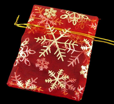 Organza zakjes kerst rood 18 x 25 cm